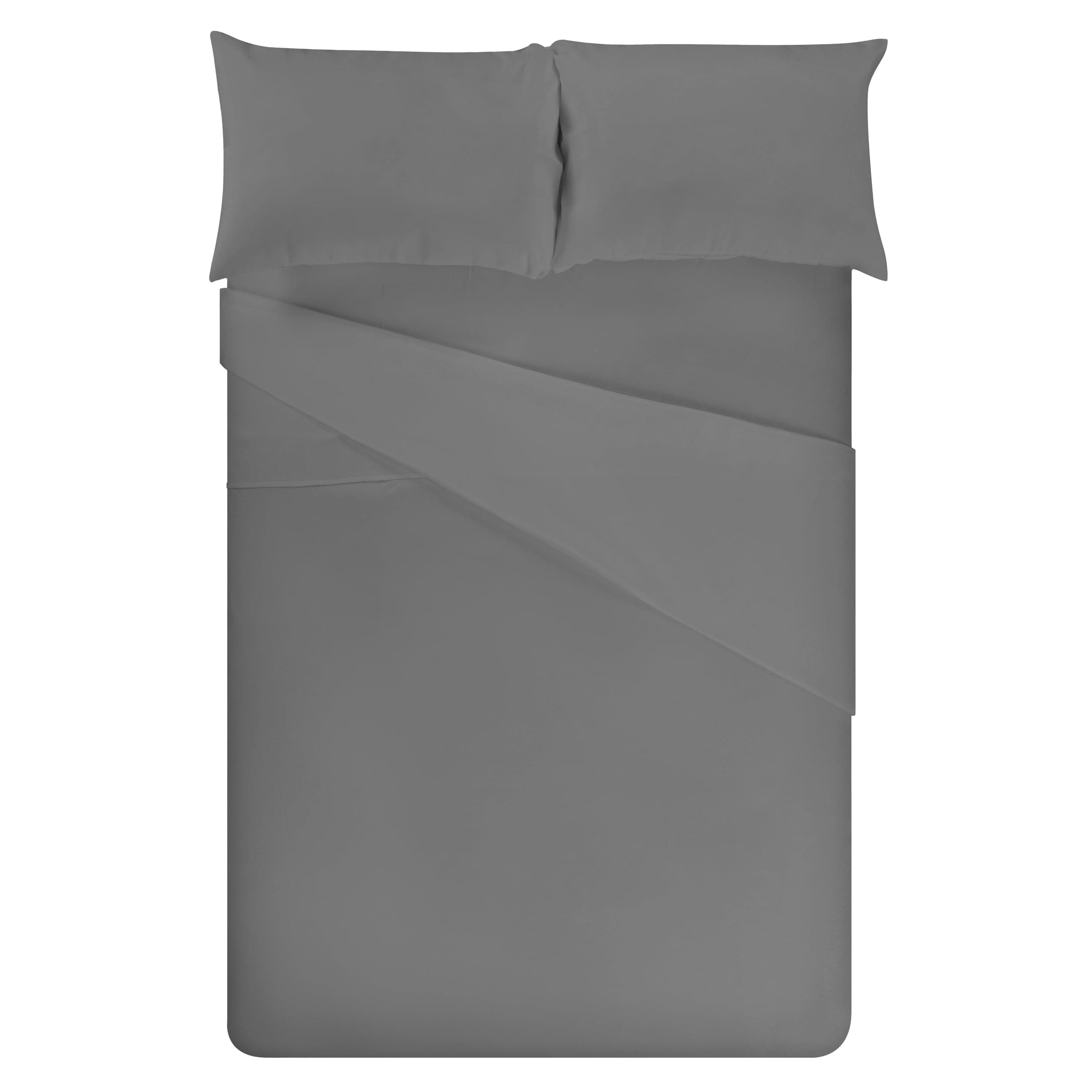 LINENSLAND® 4 Piece Bed Sheet Set - Soft Brushed Microfiber Fabric - Includes 1 Fitted Sheet, 1 Flat Sheet, and 2 Pillowcases - Easy Care, Anti-Wrinkle, and Fade Resistant (Charcoal, Double)