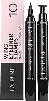 LA PURE Waterproof Liquid Eyeliner Stamp Winged Eyeliner Tool 2x Cat Eye - Winged & Fine Tipped Pen Eyeliner Stencil Smudge Proof Black Eye Liner Tiktok Trend Items Wing Stamp - Black 10mm