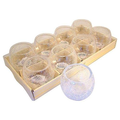 Single Crackle Glass Tea Light Votive Holder