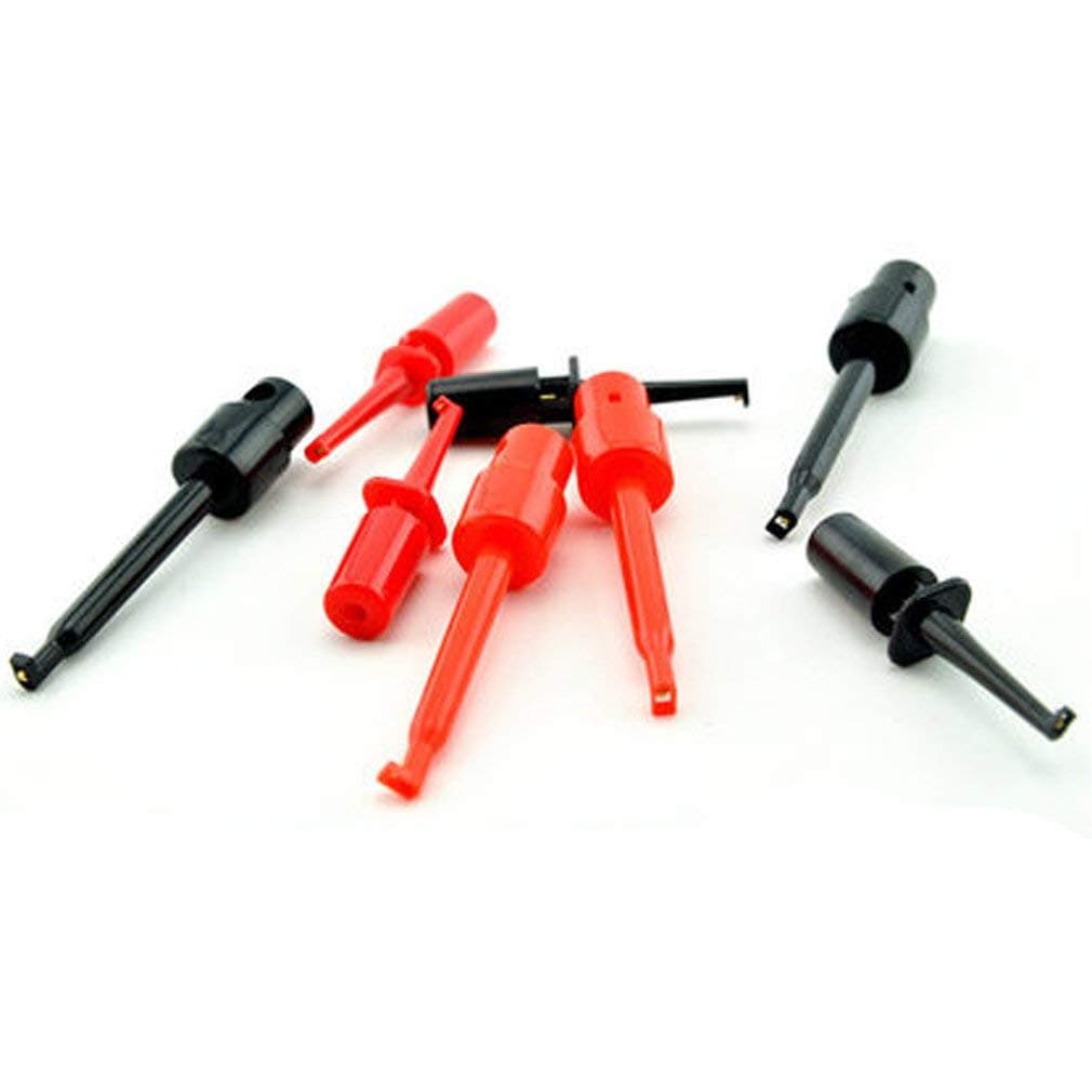 HiLetgo 20PCS Test Clip Hook Test Clip Test Wire Hook 10 Black + 10 Red Small Size