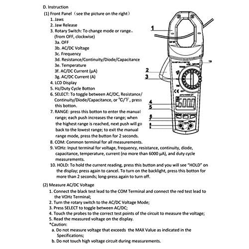 ZOTEK VC902 Digital Clamp Meter 6000 Counts Multimeter Handle Multimeter Tool(Color:Yellow)
