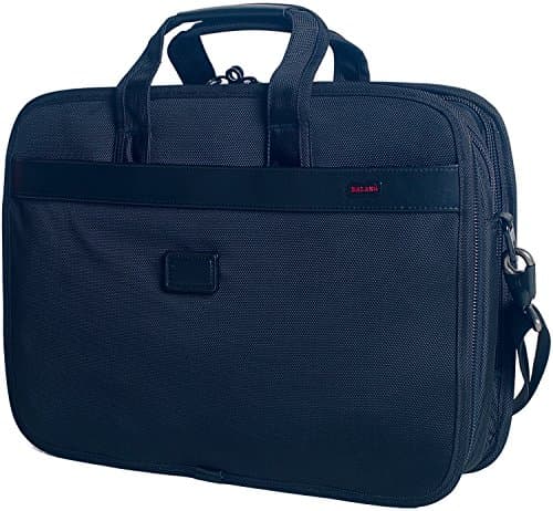 LEHANZ 15.6" Expandable Large Capacity Nylon Laptop Computer Briefcase Messenger 2-Gusset Anti-Theft Zip Business Bag Attach to Rolling Handler, Black