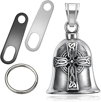 Jvuouxy Motorcycle Bell Guardian Angel Good Luck Keyring Safe Pendant Motorcycle Accessories for Men Women Riding Safety