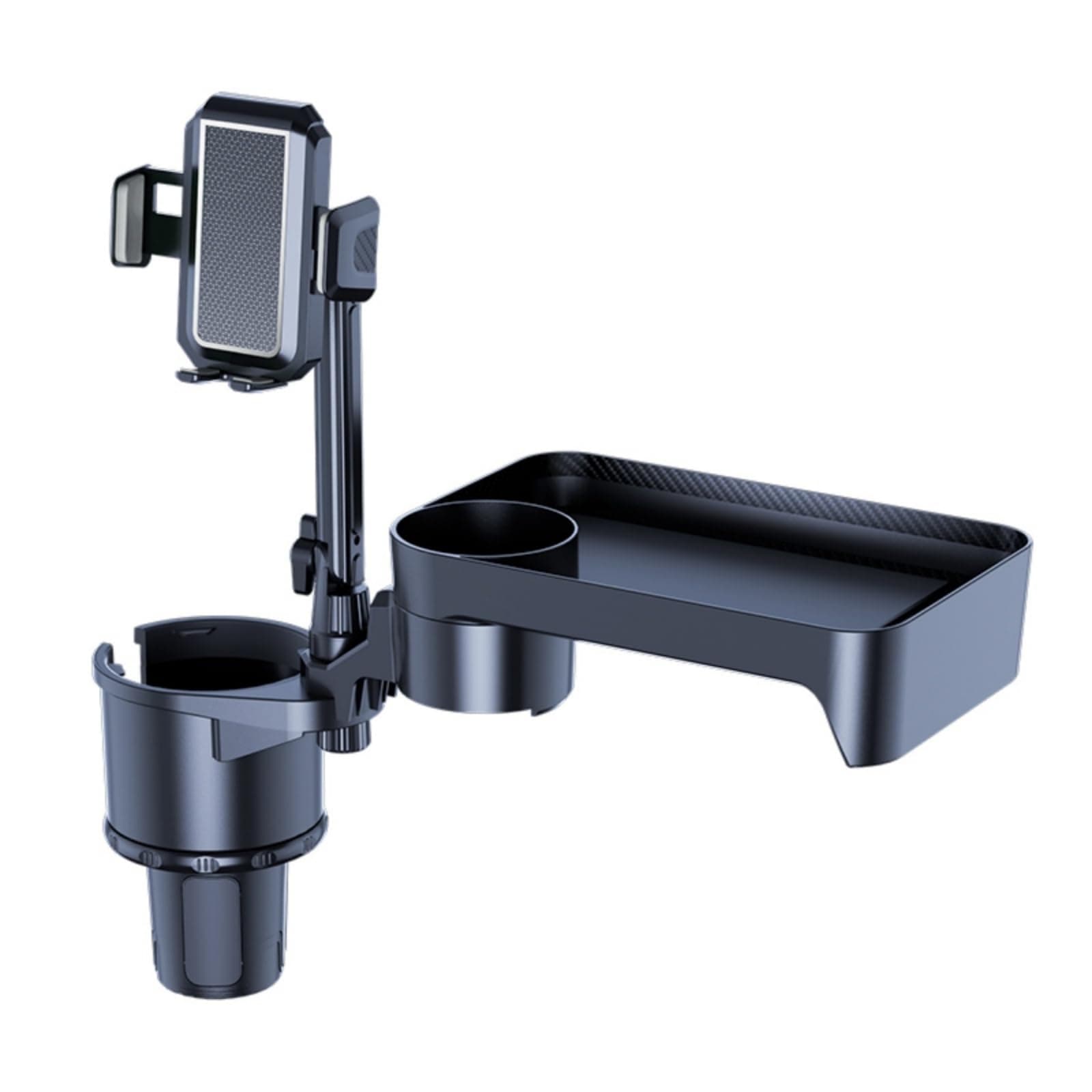 Cup Holder Expander Tray for Car, 4 in 1 Adjustable Detachable Car Food Table Tray with Phone Mount, Cup Phone Holder for Travel Road Essentials