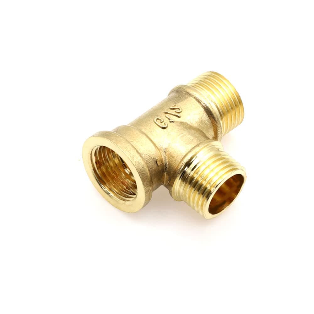 ezqnirk 1PCS Pneumatic Plumbing Brass Pipe Fitting BSP Tee Type Copper Fittings Adapter,3/4",FMM