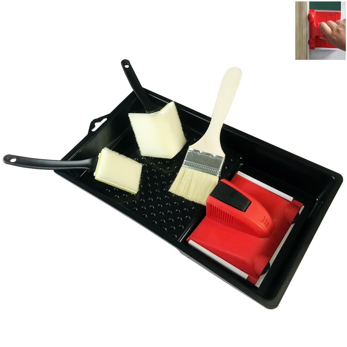 5-Piece Set of Practical Edge Paint Brush Tools，Paint Edge Trimmer with Pad，Wall Corner Brush,Corner Painter,Paint Tray,Paint Edger Tool for Walls，Paint Pad Applicator