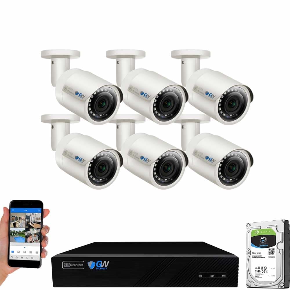 Super HD 8 Channel 4K NVR Security System with 6 IP H.265 5MP (2.5 X 1080P) PoE Security Cameras, 100ft Night Vision, 2 TB HDD