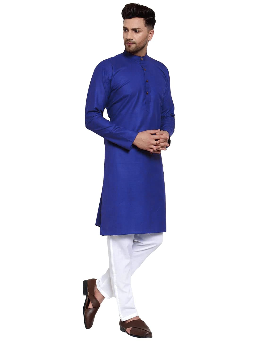 Multi Colored Cotton Plain Men's Ethnic Kurta Only
