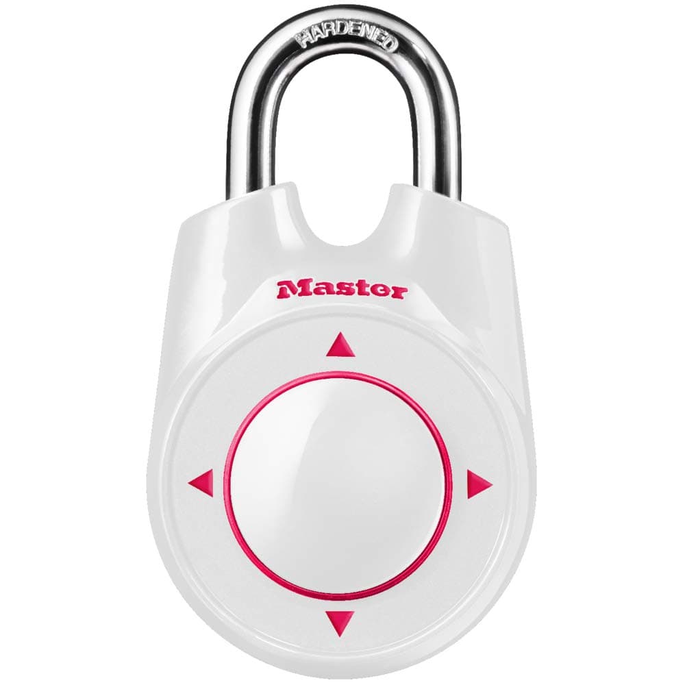 Master Lock 1500iDPNK Locker Lock Set Your Own Directional Combination Padlock, White/Pink, 1 Pack