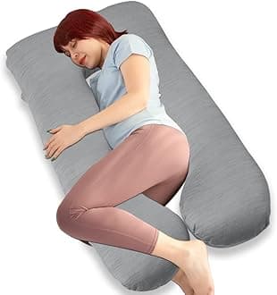 MOON PINE Pregnancy Pillows for Sleeping with Cooling Cover, Maternity Pillow for Pregnant Women, U Shaped Full Body Pillow, Grey