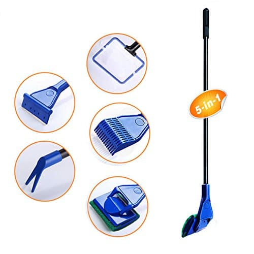 Complete Aquarium Fish Tank Clean Set Net Rake Scraper Fork Sponge