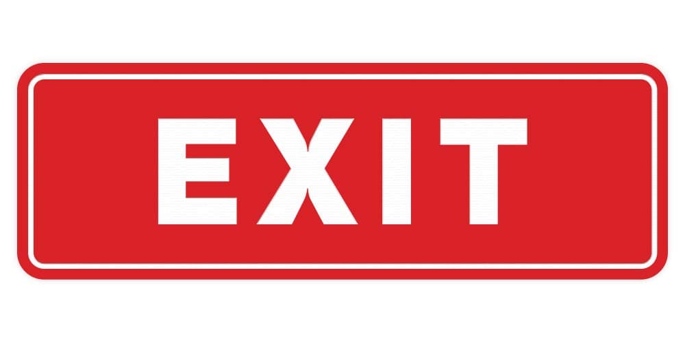 All Quality Standard Exit Wall or Door Sign | Durable Plastic and Easy Installation | Double-Sided Foam Adhesive Tape -Red - Small (1 Pack)