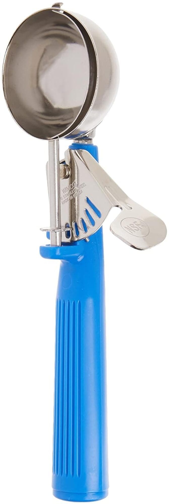 Winco ICOP-16 Ice Cream Disher with Blue Handle, Size 16, Stainless Steel