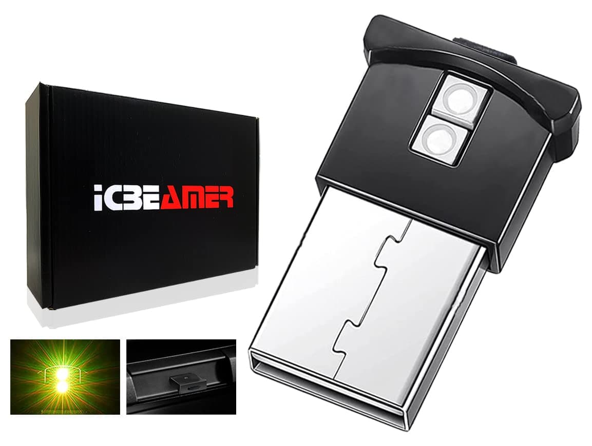 ICBEAMER Smart USB 1-Pack (Yellow) | Auto LED Interface Plug-in Miniature Night Light for Car, Van, Pickup, Truck, Interior, Trunk, Enhance Mood Lighting