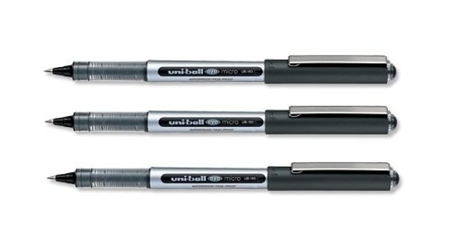 Eye UB150 Rollerball Pens Micro 0.5mm Tip 0.3mm Line, Black Ink, 3 x