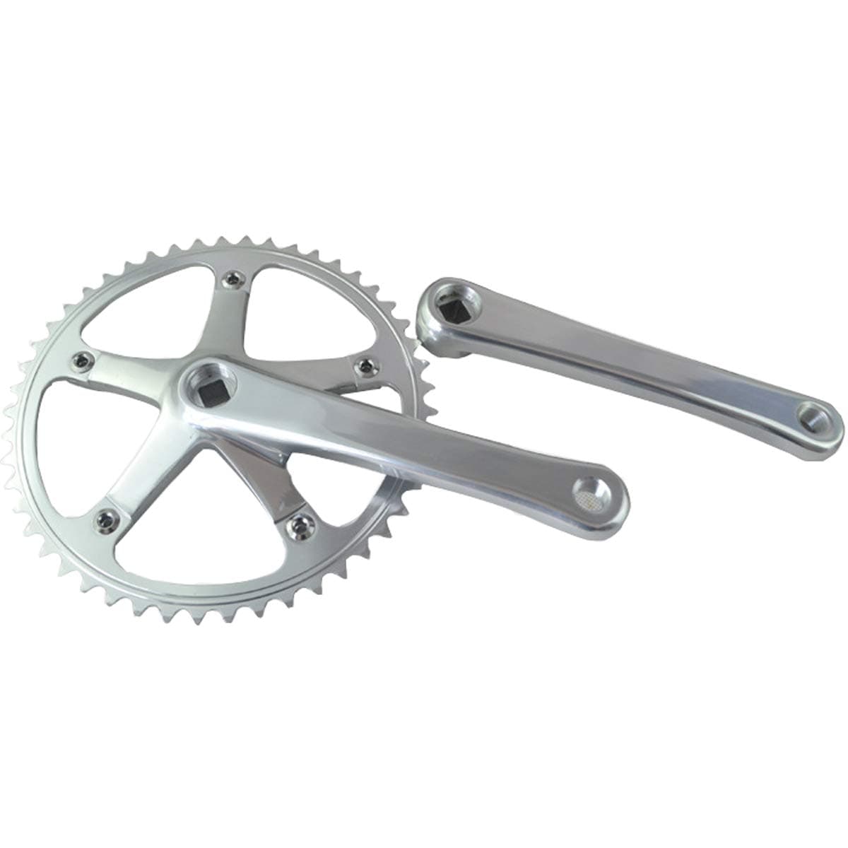 SENQI Single Speed Bicycle Crankset for Fixed Gear Bikes and Folding Bikes Aluminum Alloy Bike Crank 49T 170mm BCD144mm (Silver)