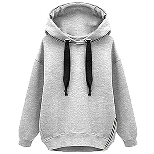 CANSOS Womens Casual Side Split Loose Thicken Pullover Hoodies Gray (US,XL/Asia,2XL)