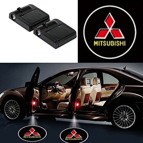 2Pcs Wireless Universal Car Projection LED Projector Door Shadow Light Welcome Light Laser Emblem Logo Lamps Kit No Drilling Required for Mitsubishi