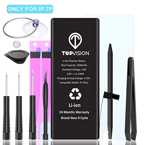 TOPVISION Campatible with 6 Battery, Replacement Li-ion Battery with Instructions and Repair Tool Kits，Adhesive Strips Screen Protector - 1810 mAh 0 Cycle - 2 Years Warranty