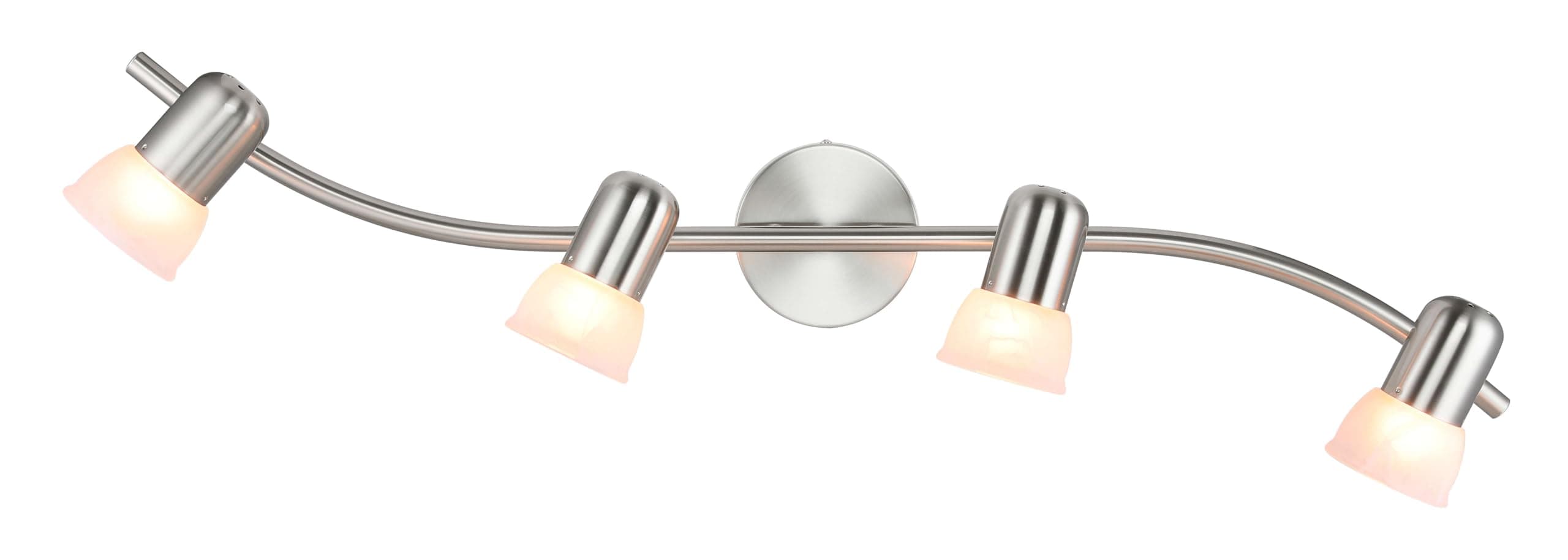 Track Lighting, 4 Light S-Shaped Track Light Bar with Glass, Modern Kitchen Ceiling Light Bar Brushed Nickel XB-TR1238-4-BN