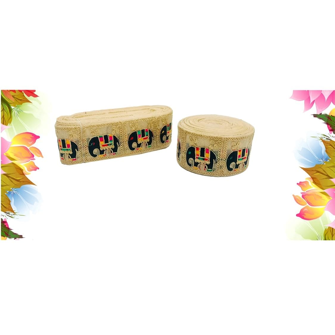 GenericR N Creation Laces Borders Material, Embroidery Design Work Heavy Trim for Saree, Kurti, Dress, Dupatta, Lehenga Bags, Decorations, Crafts, 3 inch (7.62 cm) Width, 9 Meter