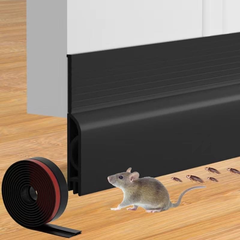 Door Draft Stopper, Adjustable Weather Stripping Seal for Cold Insulation, Bottom/Under Sweep for Exterior & Interior Doors, Seal Blocker Noise, Black, 39 inches