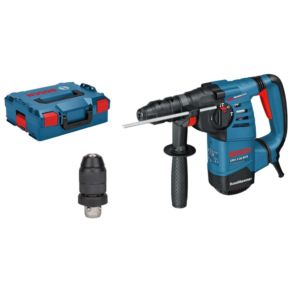 GBH 3-28 DFR Hammer Drill (Including Machine Cloth, Quick Change Chuck 13 mm, SDS Plus Chuck, Additional Handle, Grease Tube, Craft Case)