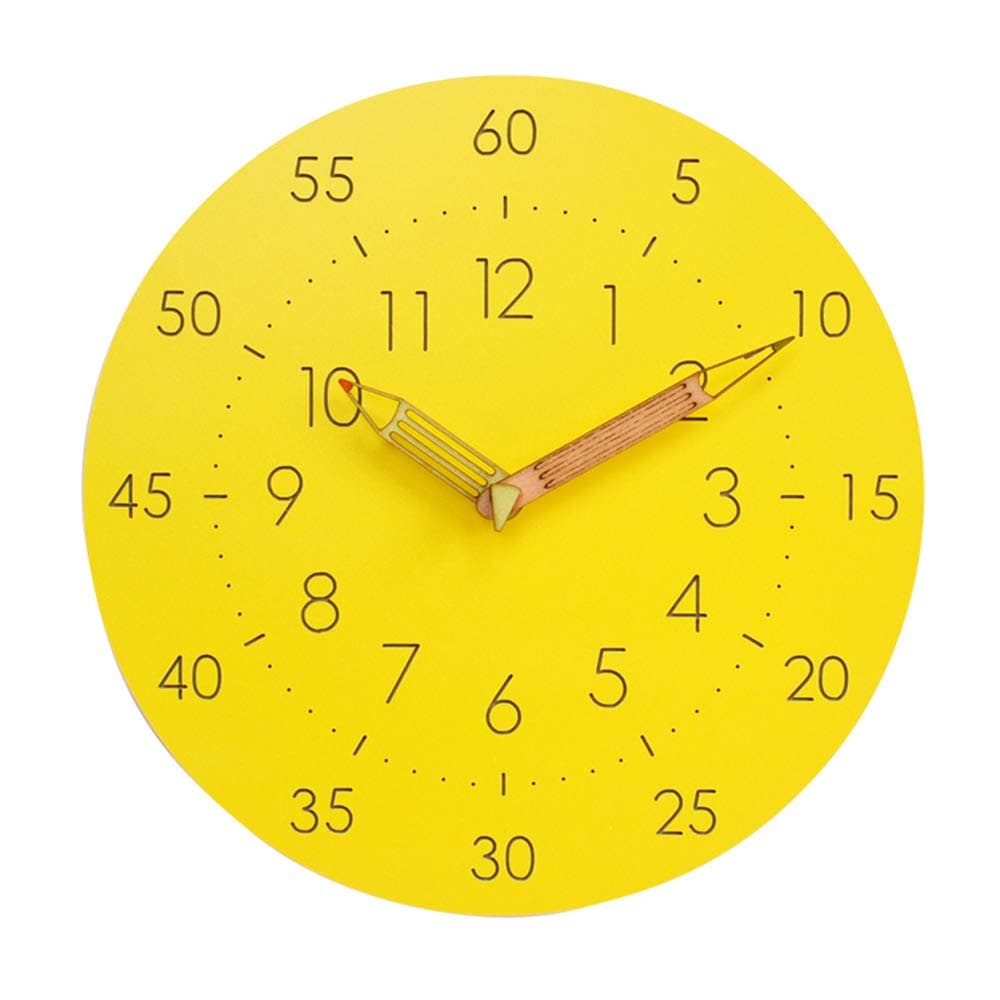 Wall Clock Living Room Wall Mounted Quartz Clock, Quiet, Time Accurate, Convenient Viewing Time, Decorative Accessories, 12 Inches, Yellow/White, Office