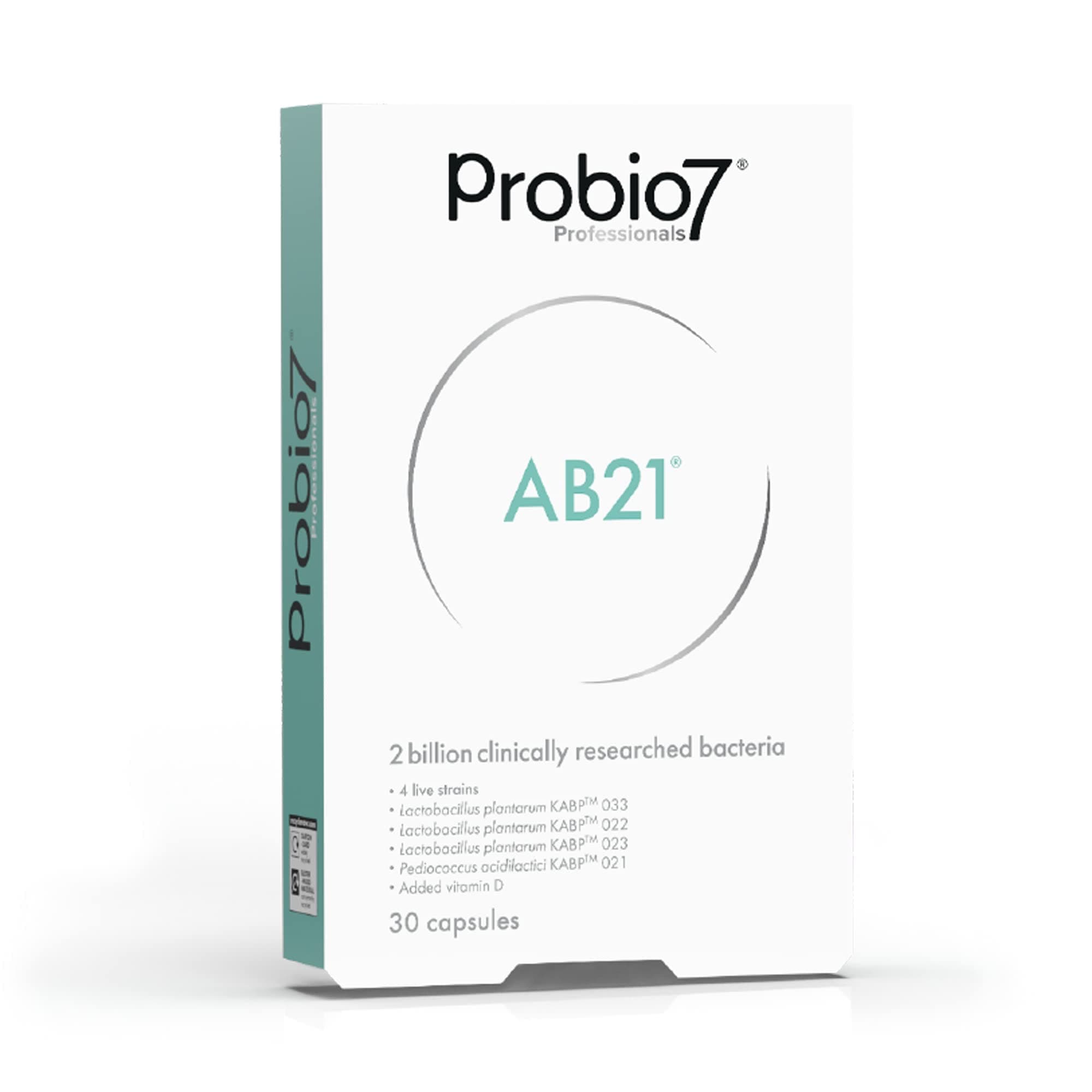 Probio7 Professionals | AB21 | 2 Billion Friendly Bacteria | Clinically Researched | Optimum Amount of Vitamin D - 30 Vegan Capsules