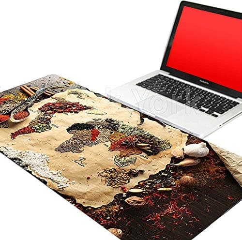 Desk York2 Pack Extra Large Size Extended Mouse Pad with Stitched Edges-Mouse Mat for Gamer Premium Textured Cloth, Non-Slip Rubber Base, World Map and Light Blue