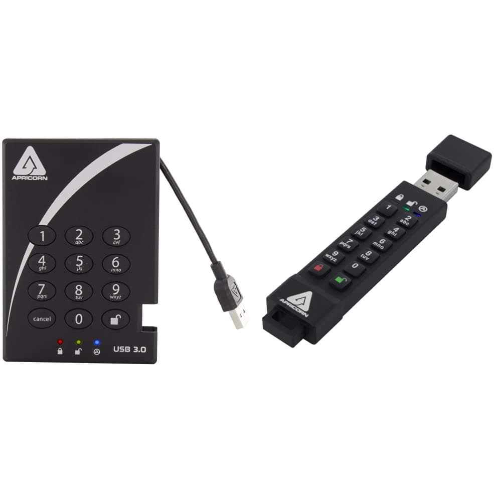 2TB Portable External Hard Drive & Aegis Secure Key 3Z 128GB 256-bit AES XTS Hardware Encrypted FIPS 140-2 Level 3 Validated Secure USB 3.0 Flash Drive (ASK3Z-128GB), Black