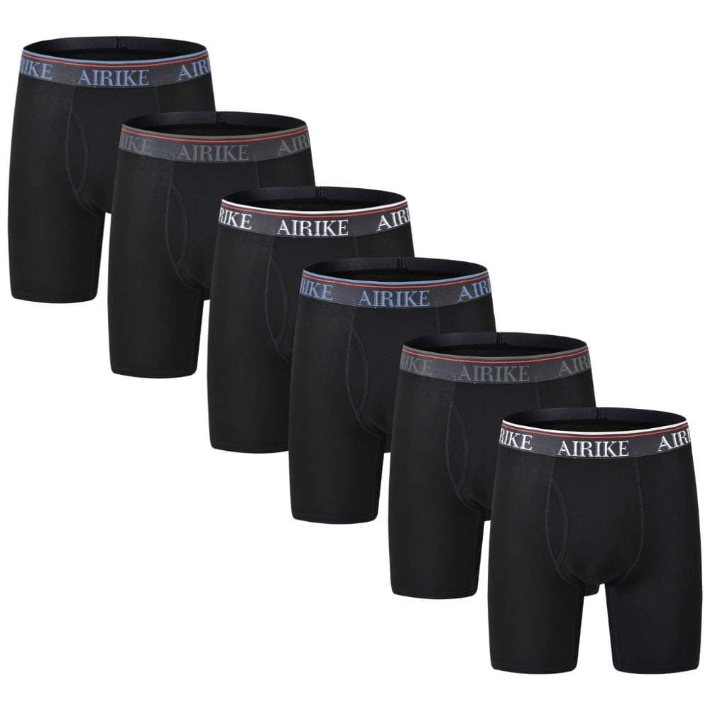 Boxer Briefs Men Pack Long Leg Soft Black Underwear Big Size and Tall Underpants