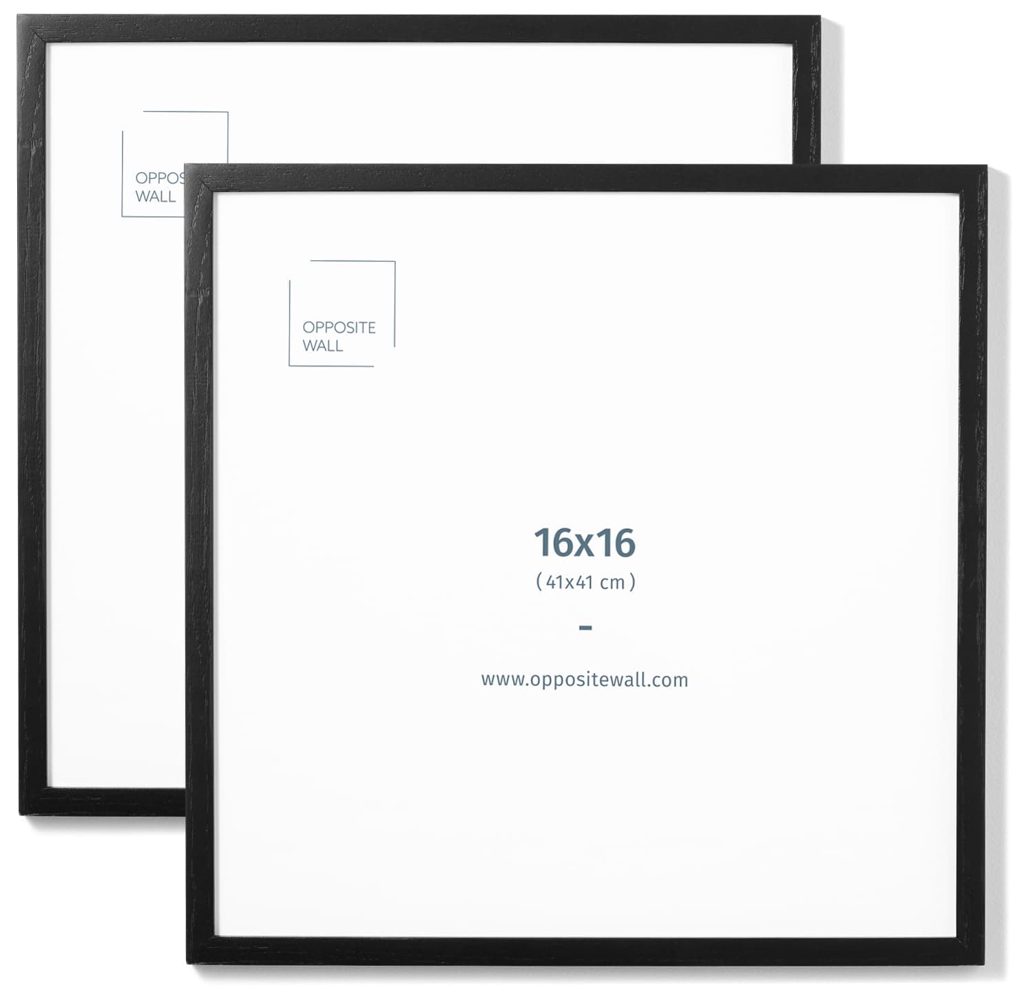 Opposite Wall - 16x16 in - Black Solid Oak Wood Picture Frame - Lightweight, Versatile & Shatterproof - Wall Hanging Poster or Photo Frame - Wall Decor for Office, Gallery & Home - 2 Pack