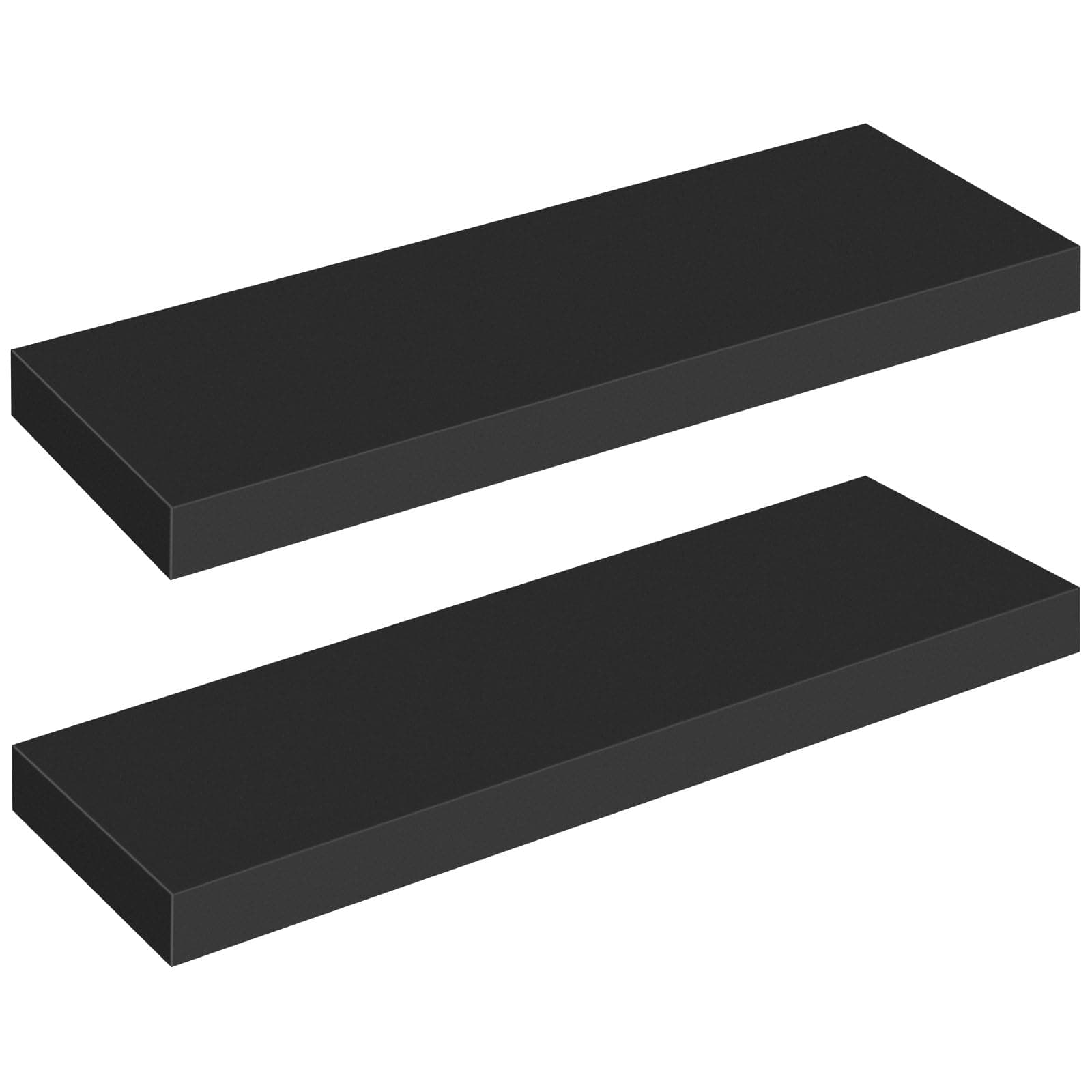 HOOBRO Floating Shelves for Wall, Wall Mounted Shelf Set of 2, 23.6" Hanging Shelf with Invisible Brackets, for Wall in Bathroom, Bedroom, Toilet, Kitchen, Living Room, Office, Black EBK60BJ01