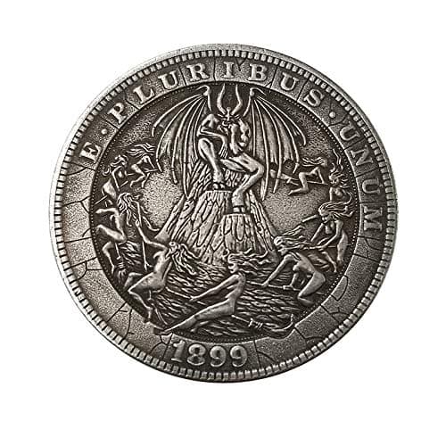 Copy 1899 U.S Hobo Coin - Devil and Witch Silver Plated Replica Commemorative Coin Morgan Dollar Coin