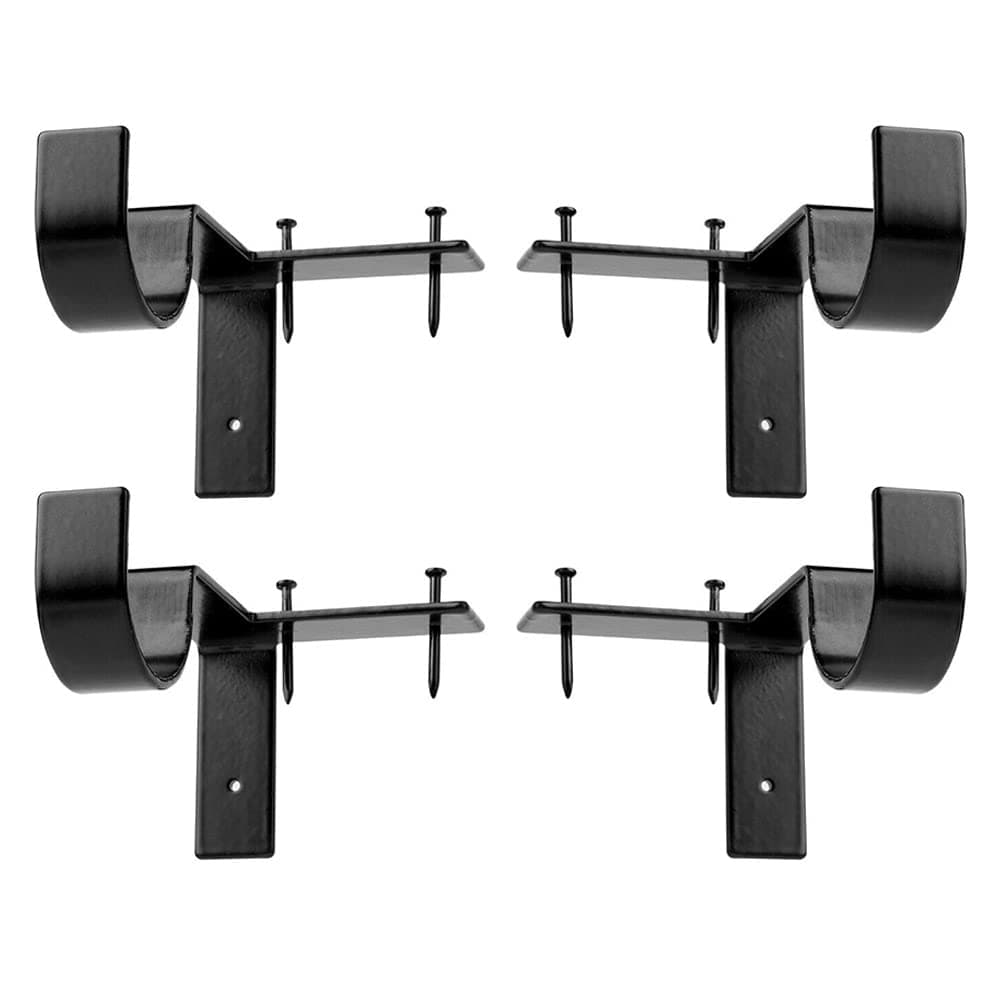4Pcs Bracket Hang Curtain Rod Holders Single Hook Right Into Window Frame Decor, Applicable Living Room Kitchen