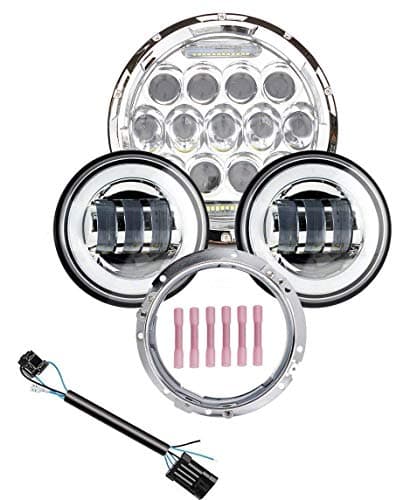 ANR 7" Chrome Harley Led Headlight + 2Pcs 4.5 InchLED Fog Driving Light Auxiliary Lamp for Harley Davidson Motorcycle