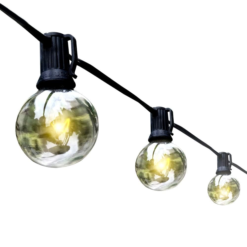 Volterin G40 50Ft Globe String Lights W/Clear Bulbs,UL Listed,Hanging Indoor Outdoor Bistro Pergola Backyard Tents Market Cafe Gazebo Porch Party Christmas Patio Decor (25FT +25FT)