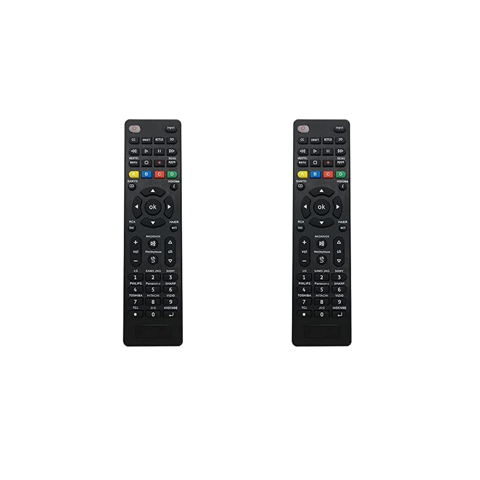 Universal Remote Control for Samsung, Sony, LG, Hisense, Panasonic, Philips, Sharp, Sanyo, Insignia, Toshiba, Hitachi, TCL Smart TVs and More Brands of TV - Setup Easily (Black-2)