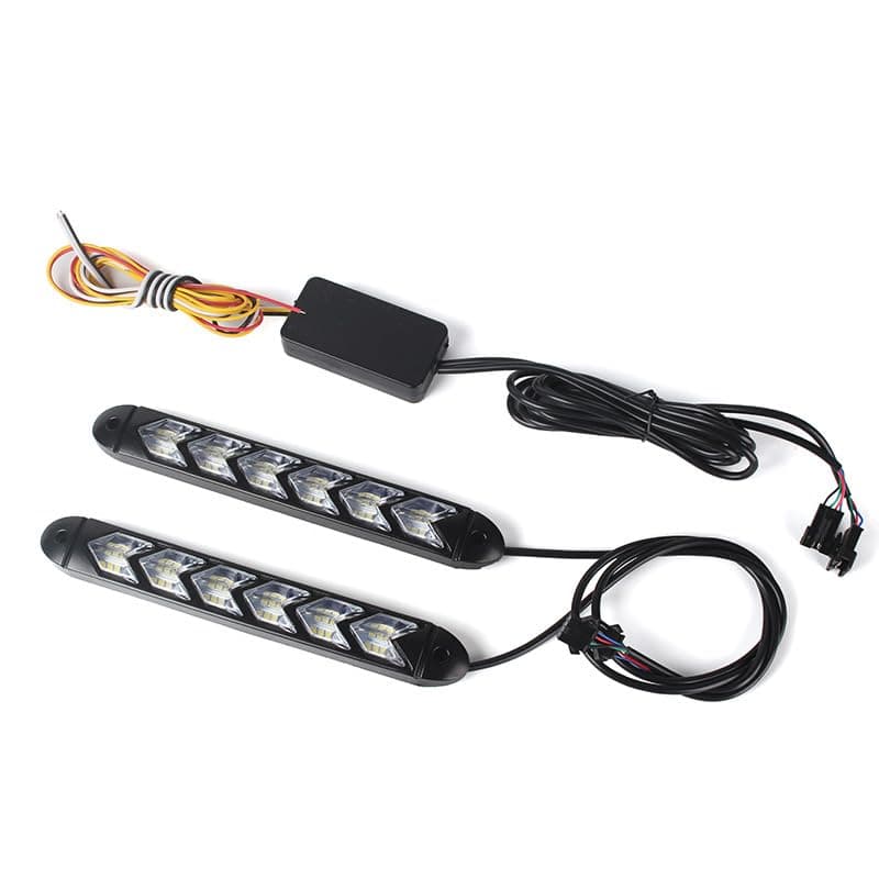 XINFOK 2pcs White Amber Yellow Switchback Flexible Flowing LED DRL Daytime running light Waterproof Runs LED daylight Turn Signal Head Light (6LED 18CM, White and yellow)