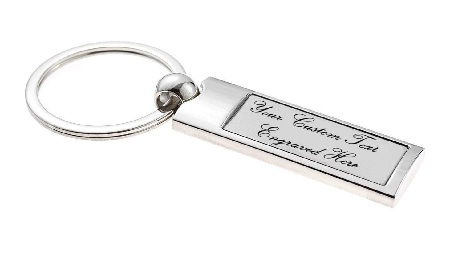 Personalised Engraved Two-Tone Chrome Keyring/Keychain in Gift Box - Enter Your Custom Text
