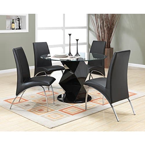 Glossy Black Pedestal Round Dining Table