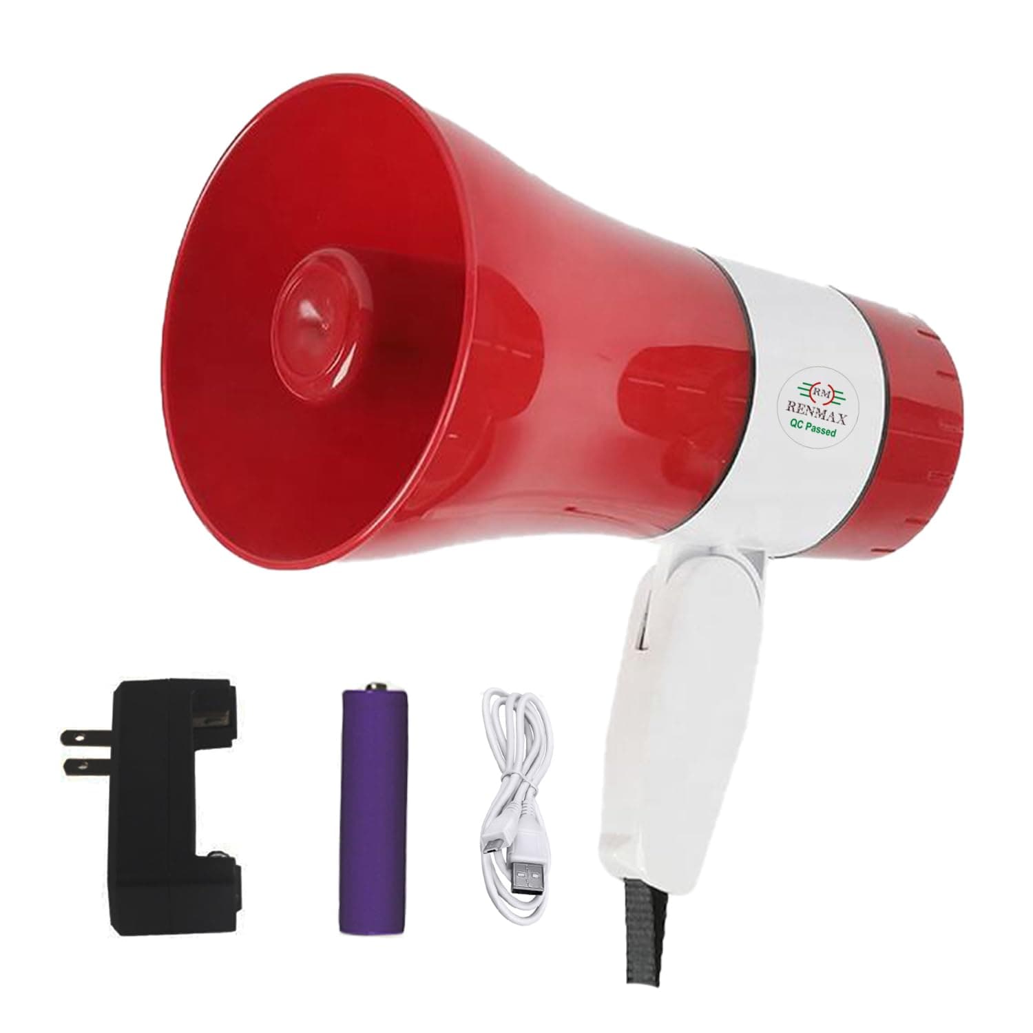 RENMAX Megaphone Speaker Portable Horn Recorder Player Bluetooth PA System Voice Assistance Multiple Sirens ABS Plastic - 1 Pc (M801)