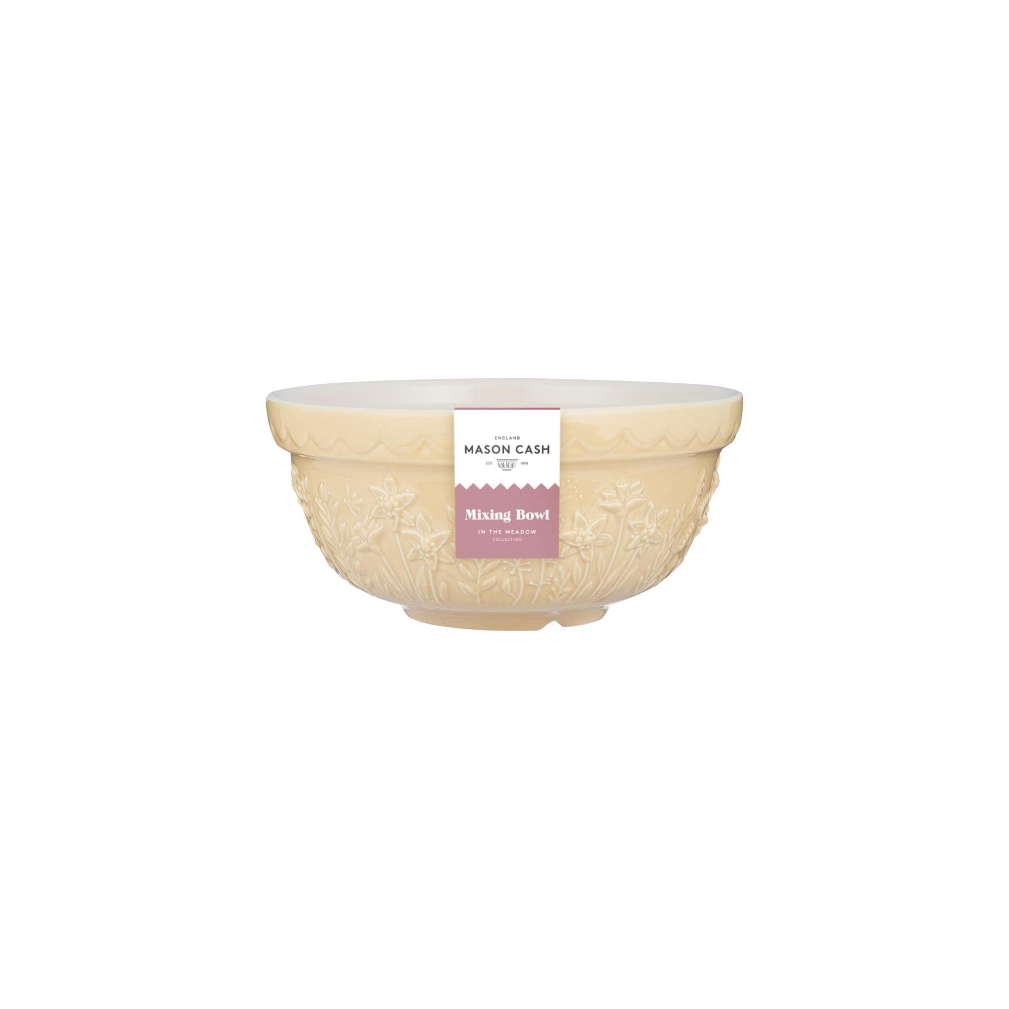 Mason Cash in The Meadow Size 30 Mixing Bowl 21cm | 1.1 Litre Floral Embossed Earthenware Bowl for Baking, Prep & Serving | Dishwasher Safe