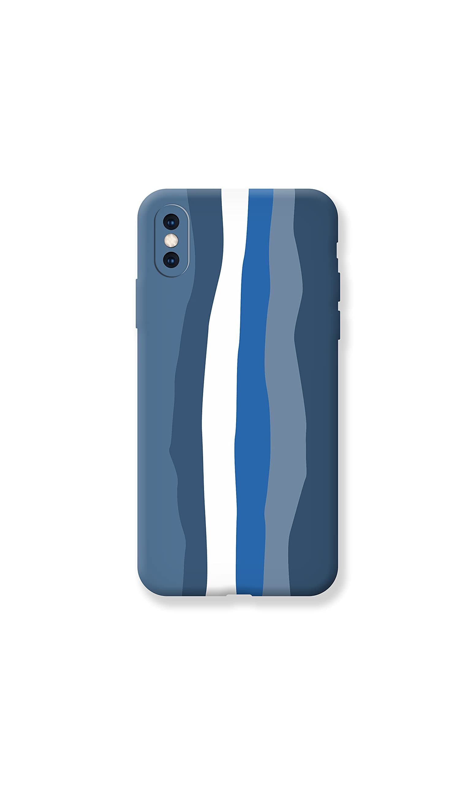 Fix Fame For iPhone X Case Luxury Soft Liquid Silicone case Premium Slim and Full Body Protection Shockproof Drop Protection Cover (Blue Rainbow)