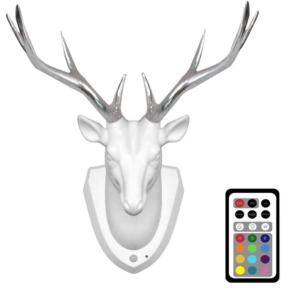 Novel Wild Animals Wall Sconce,Wall Lamps with Remote Control Adjustable Colorful Figurine Lamp with PIR Motion Sensor for Bedroom, Livingroom and Home Decor(Deer)