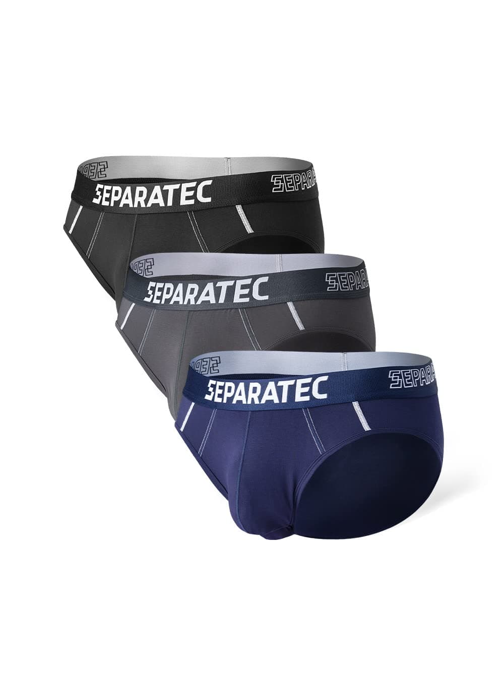 Separatec Men's Underwear 3 Pack Basic Bamboo Rayon Soft Breathable Dual Pouch Briefs