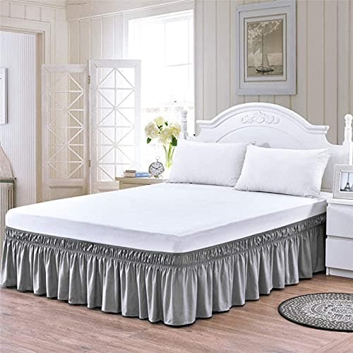 Silver Grey Bed Skirt Wrap Around 600Microfiber with Easy Fit with 25'' Inch Tailored Drop - Shrinkage and Fade Resistant with Microfiber 25'' Bed Skirt King Size [78'' x 80'']