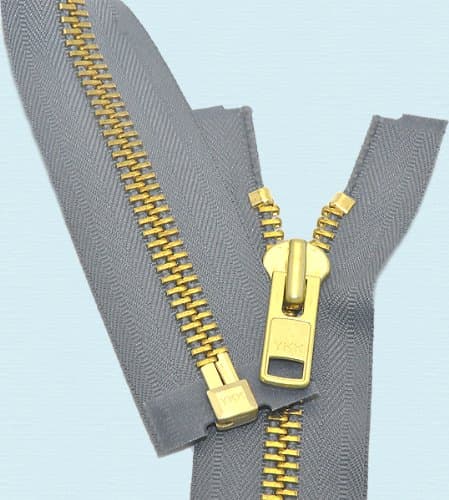 90cm Chaps Zipper YKK 10 Brass Separating 578 Medium Grey (1 Zipper)