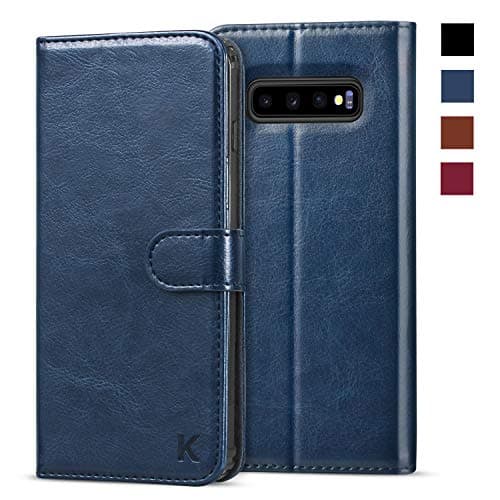 KILINO Galaxy S10 Wallet Case [RFID Blocking] [PU Leather] [Shock-Absorbent Bumper] [Soft TPU] [Card Slots] [Kickstand] [Magnetic Closure] Flip Folio Cover for Samsung Galaxy S10 (Blue)